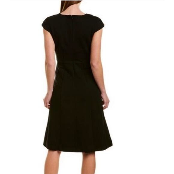 J.Crew Black Ponte Cap Sleeve A-Line Midi Dress Sz 4 Classic Workwear Minimalist - Picture 2 of 8